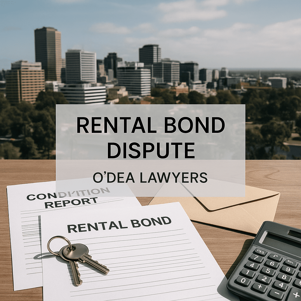 Rental Bond Dispute | A lawyers desk showing contracts for a rental bond dispute | O'Dea Lawyers
